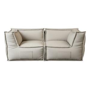 Sofá modular 2 plazas efecto lino 90x180 cm beige