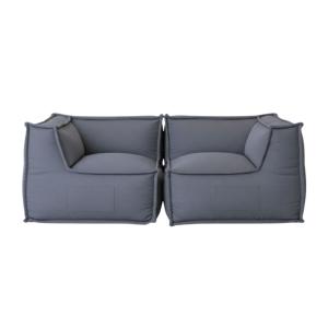 Sofá modular 2 plazas efecto lino 90x180 cm gris oscuro
