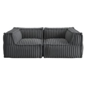 Sofá modular 2 plazas en pelo sintético 90x180 cm gris oscu…
