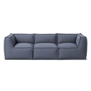 Sofá modular 3 plazas efecto lino 90x262 cm gris oscuro