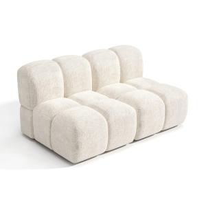 Sofá modular 3 plazas terciopelo texturizado crema