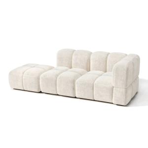 Sofá modular 4-5 plazas derecho terciopelo texturizado crem…