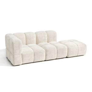 Sofá modular 4-5 plazas izquierdo terciopelo texturizado cr…