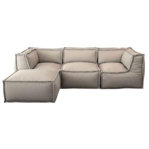 Sofá modular 4 plazas efecto lino 90x262 cm beige