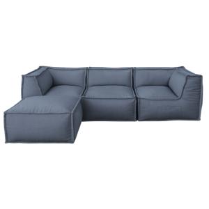 Sofá modular 4 plazas efecto lino 90x262 cm gris oscuro