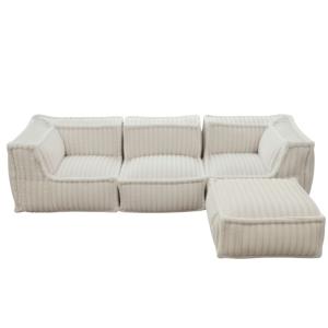 Sofá modular 4 plazas en pelo sintético acanalado 90x262 cm…