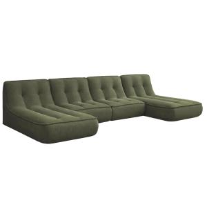 Sofá modular con 2 chaise longues de tela 320 cm 4 plazas v…
