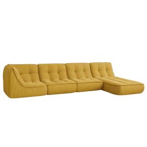 Sofá modular con chaise longue de tela 330 cm 4 plazas amar…