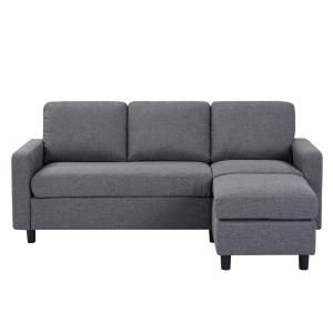 Sofá modular de 3 plazas   1 pouf tela gris