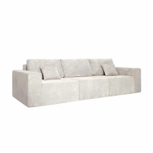 Sofá modular de 3 plazas en tela con cojines crudo L 275 cm