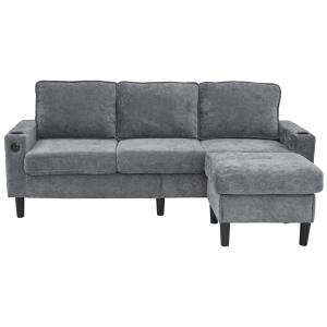 Sofá modular de 4 plazas, gris antracita, chaise longue