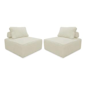 Sofá modular de pana, 2 plazas, crema