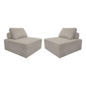 Sofá modular de pana, 2 plazas, gris claro