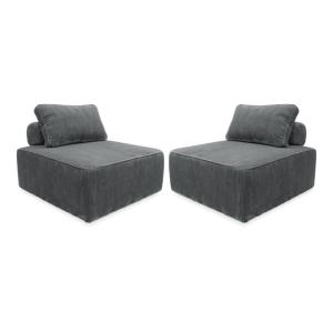 Sofá modular de pana, 2 plazas, gris oscuro