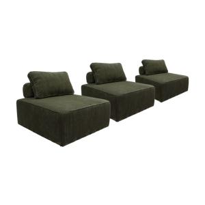 Sofá modular de pana, 3 plazas, verde oscuro