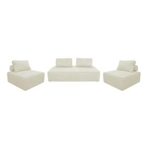 Sofá modular de pana, 4 plazas, crema