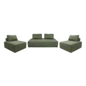 Sofá modular de pana, 4 plazas, verde