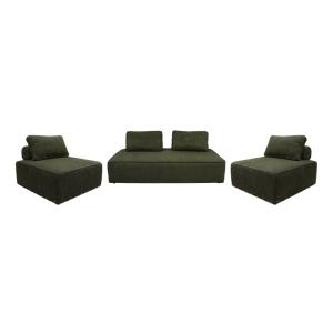 Sofá modular de pana, 4 plazas, verde oscuro