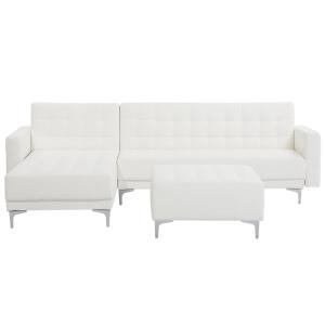 Sofá modular de piel sintética blanco 4 personas