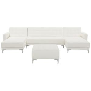 Sofá modular de piel sintética blanco 5 personas
