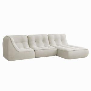 Sofá modular de tela 250 x 165 x 70 cm 3 plazas color crudo