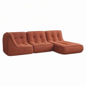 Sofá modular de tela 250 x 165 x 70 cm 3 plazas terracota