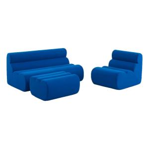 Sofá modular de tela con reposapiés, 3 plazas , azul eléctr…