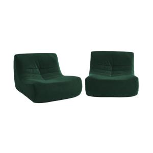 Sofá modular de terciopelo, 2 plazas, verde