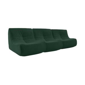 Sofá modular de terciopelo, 3 plazas, verde