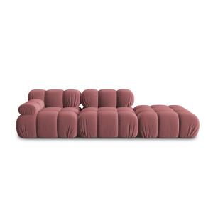 Sofá modular derecho 4 plazas de terciopelo rosa