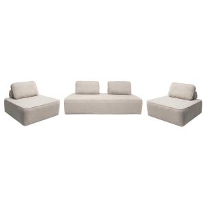 Sofá modular en tejido borreguito, 4 plazas, beige