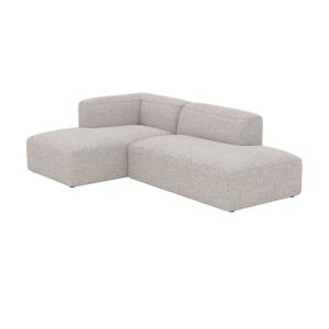 Sofá modular en tela beige con esquina izquierda