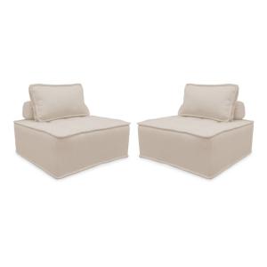 Sofá modular en tela lisa, 2 plazas, crema