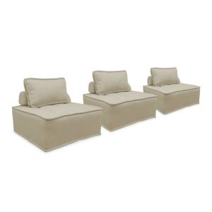 Sofá modular en tela lisa, 3 plazas, beige