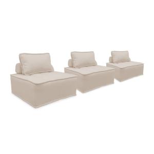 Sofá modular en tela lisa, 3 plazas, crema