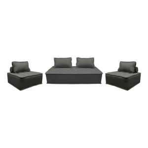 Sofá modular en tela lisa, 4 plazas, gris oscuro