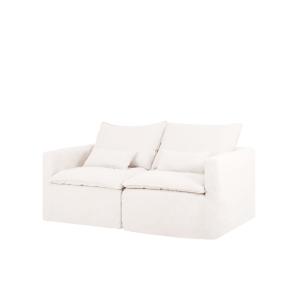 Sofá modular recto de algodón y lino desenfundable blanco 1…