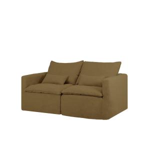 Sofá modular recto de algodón y lino desenfundable verde 19…