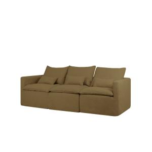 Sofá modular recto de algodón y lino desenfundable verde 28…