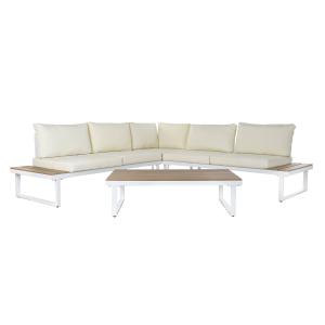 Sofa outdoor con mesa de centro poliester beige acero 231x2…