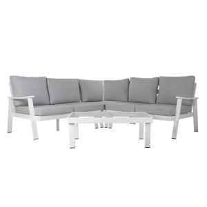 Sofa outdoor con mesa de centro poliester gris aluminio 212…