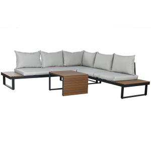 Sofa outdoor con mesa de centro poliester gris aluminio 227…