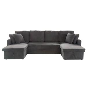 Sofá panorámico cama con baúl de 4 plazas en terciopelo a c…