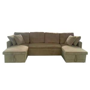 Sofá panorámico cama con baúl de 4 plazas en terciopelo a c…