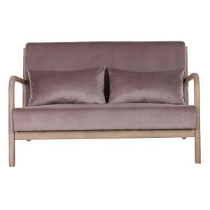 Sofa poliester madera de caucho 2 plazas rosa 122x85x74cm