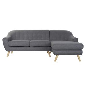Sofa poliester madera de caucho 3 plazas gris 230x144x84cm