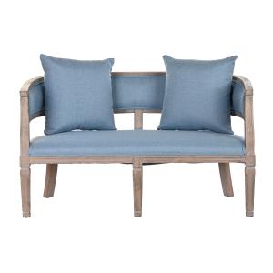 Sofa poliester madera de caucho azul 122x69x72cm