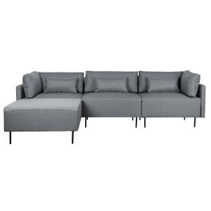 Sofa poliester metal gris 276x152,5x84cm