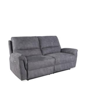 Sofá reclinable de 2 plazas de tela gris anch. 208 cm