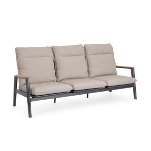 Sofá reclinable de 3 plazas en aluminio y teca antracita